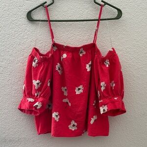 Universal Thread Red Floral Off-Shoulder Blouse